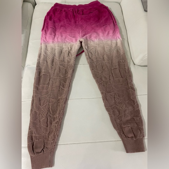 NWT TWENTY MONTREAL pink brown Knit Sweater Dip Tie Dye Joggers Pants M - Picture 9 of 13